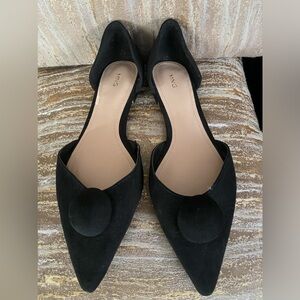 Mango black pom suede flats 7